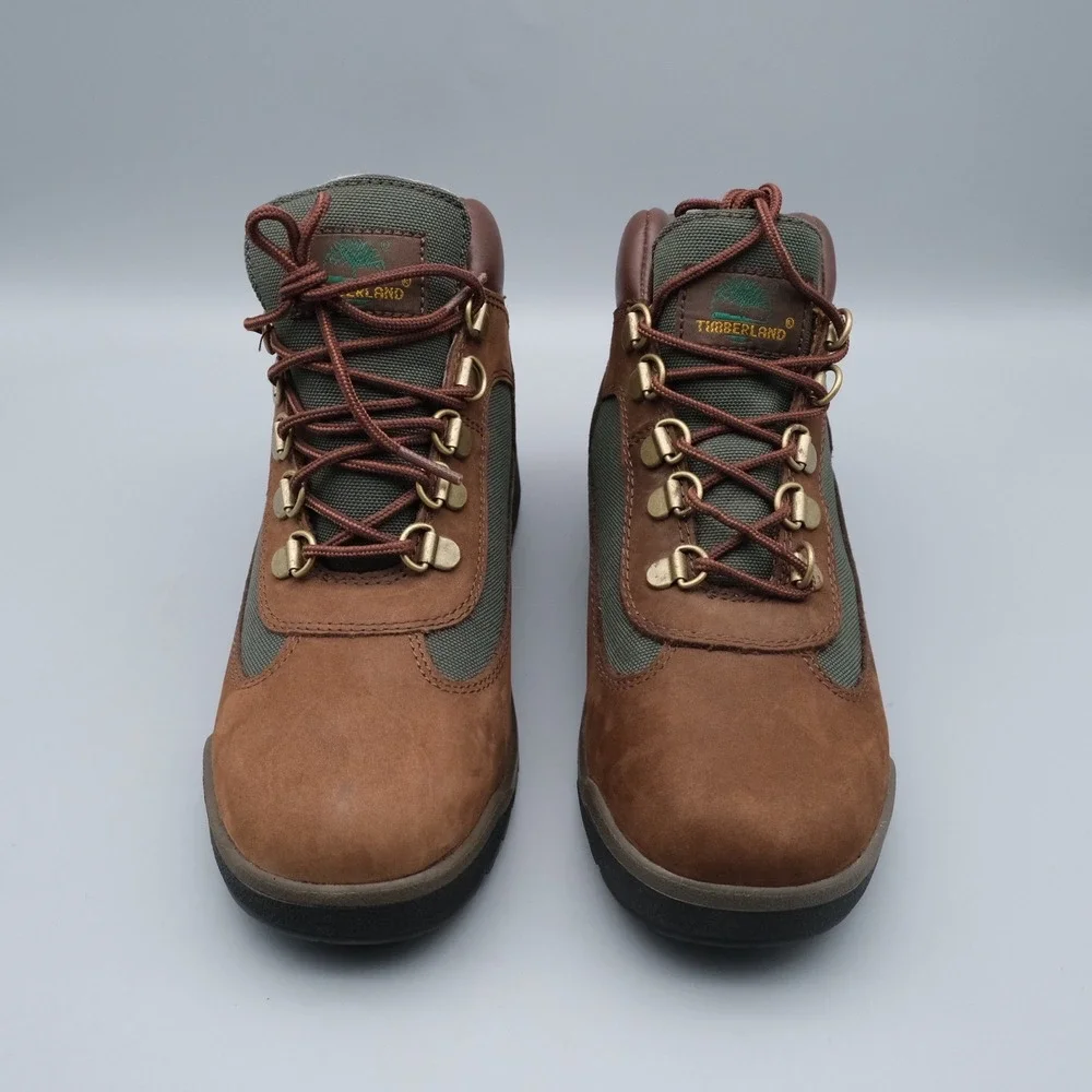 Timberland Field Boots Kids Brown Green Leather Canvas 4 16937 Outdoor
